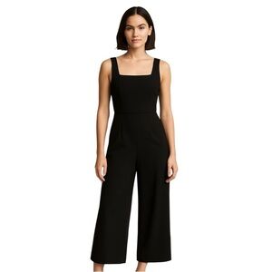 River Island black cropped pants wide leg jumpsuit romper Sz 10 Medium